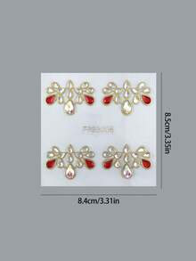 1 pieza Pegatina de cristal de estilo bohemio para la cara, cristal rojo en forma de lágrima + cristal transparente, pegatina de cristal autoadhesiva para la cara, adecuada para festival de música, carnaval, fiesta de disfraces, Halloween, fiesta temática - Multicolor - Ver 9