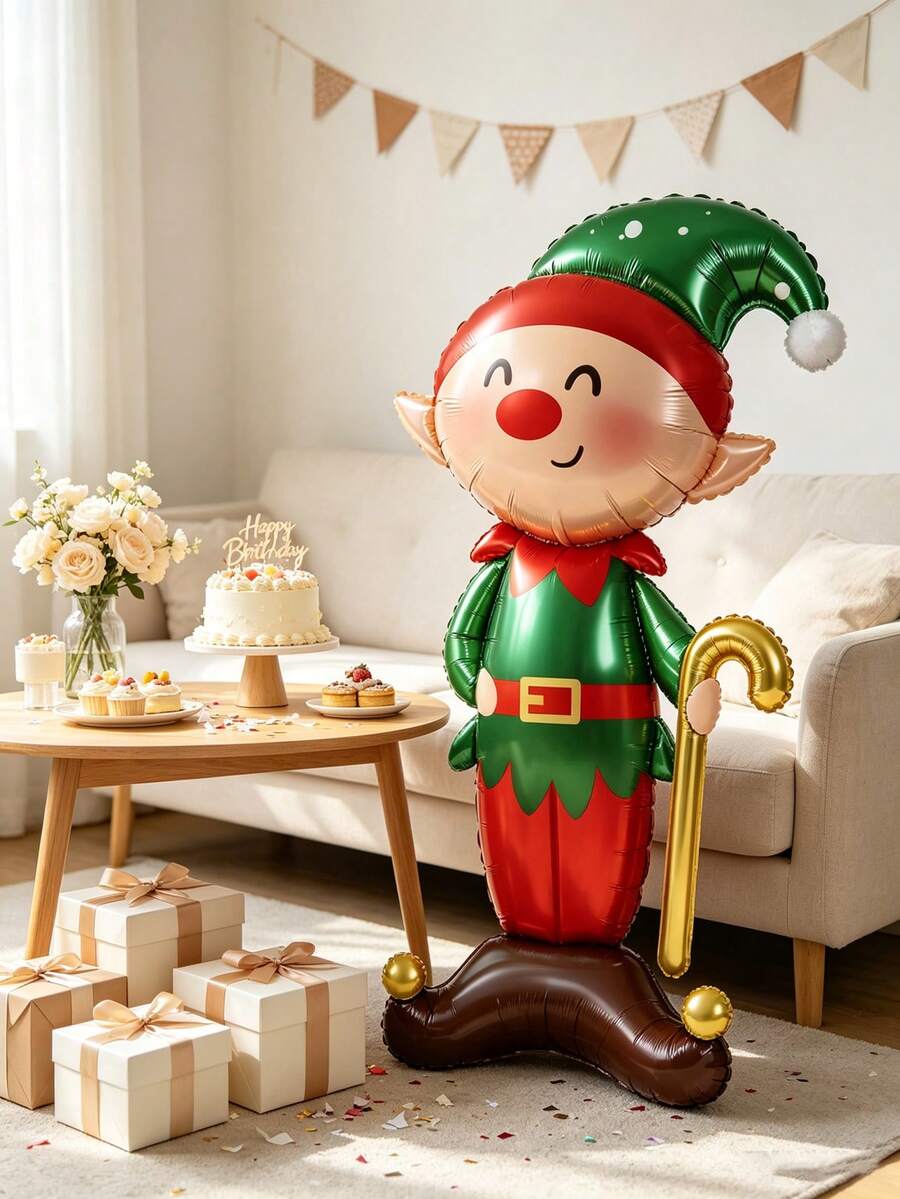 1 قطعة بالون معدني لعيد الميلاد، مثالي لعيد الميلاد، عيد الميلاد، حفلة، ديكور أجواء الحفلة، هدية عيد الميلاد - مهرج واقف - مشاهدة 1