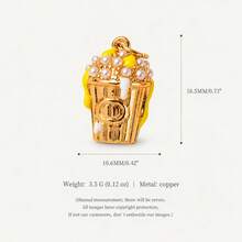 1pc Picnic Snack Pendant Charm, K-Style, 14K Gold Plated Copper Material, Suitable For Daily DIY Handmade, Decorative Earring Embellishment, Factory Semi-Finished Product Production And Other Scenarios - Multicolor - View 12
