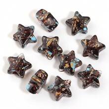 10pcs/Pack Acrylic Pentagram Transparent Splatter Oil Painting Straight Hole Beads 12X13mm, Vintage Translucent With Colorful Dots Exquisite Design, Suitable For Making Chinese Style Bracelets, Pendants, Keychain Charms Handmade DIY Accessories Materials - Splatter Star - View 16
