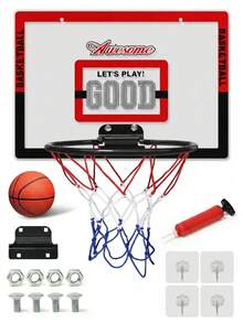 Ring Basket Lipat yang Dipasang di Dinding, Set Papan Basket Dalam Ruangan Tanpa Pengeboran, Cocok untuk Anak-anak dan Dewasa, Muat Bola Basket Ukuran 7 - MultiWarna - View 7