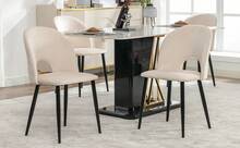 Dining Chair Style Design Beige Back Diamond Metal Frame - 米色 - 查看 5