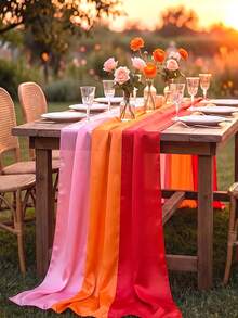 1-6 piezas Camino de mesa de satén rojo, Camino de mesa de seda suave, Faja para silla de 12 pulgadas x 108 pulgadas, Decoración de mesa de comedor y habitación, Perfecto para fiestas, bodas, banquetes, Navidad - Multicolor (12 x 108 pulgadas) - Ver 7