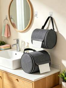 1pc Portable Foldable Toilet Paper Holder With Adjustable Strap, Cat-Proof Honeycomb Tissue Dispenser, Large Capacity Storage Rack, Fabric Finish, Suitable For Camping, Home And Office, Camping Toilet Paper Holder, Camping Essentials, Wall-Mounted Storage - Multicolor - View 5