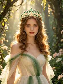 1pc Bridal Wedding Crown Headpiece Crystal Rhinestone Embellished Hair Hoop New Style Tiara - 44026 Green - View 5