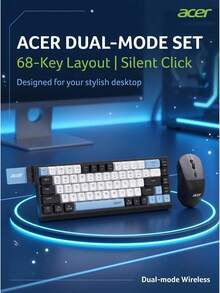Acer Kombinasi keyboard dan mouse nirkabel dual-mode, sakelar gunting, senyap, dapat diisi ulang, keyboard dan mouse Bluetooth kantor dengan desain blok warna. - View 8
