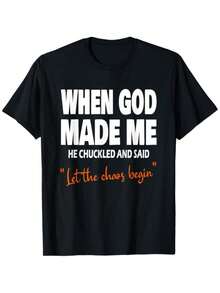 100% Cotton When God Made Me He Chuckled And Said Christian Fath Church T-Shirt - 黑色 - 查看 1