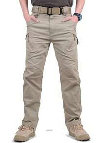 Pantalones de entrenamiento con múltiples bolsillos IX9 para hombre - Caqui - Ver 3