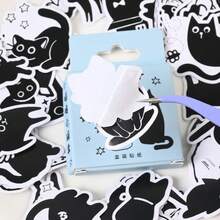 1PC Classic Black Cat Series Boxed Stickers (45pcs/Box) - Creative DIY Handmade Decoration Stickers, Suitable For Envelopes, Journals And Photo Albums - Kitten And Cat Wall Art Decor - A - View 5