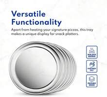 New Star Foodservice Restaurant-Grade Aluminum Pizza Pan/Tray, Wide Rim, 8 Inch, Pack Of 6 - ColorA - View 3