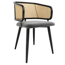 Grey Dining Chairs With Woven Backrest - Modern And Comfortable Style - 灰色 - 查看 8