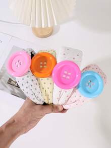 1pc New Design Button Wide Band Hair Hoop, Sweet & Cute Anti-Slip Headband For Birthday Party Outfit - Multicolor - View 4