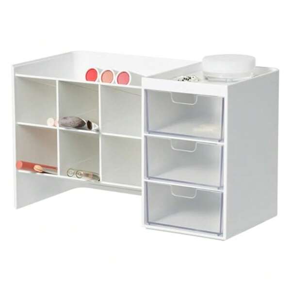 Stackable Desk And Pen Organizer,,Made In Korea Multi-Compartment. 3 Transparent Drawers. Easy Access