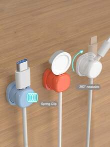 Pengatur Kabel Pegas yang Dapat Diputar 360°, Klip Kabel Bawah Meja, Klip Penyimpanan Kabel Pengisi Daya - MultiWarna - View 4