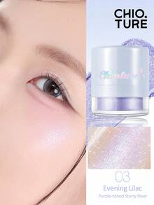 CHIOTURE Galaxy Shimmer Highlighter Powder, Diamond Glitter Highlight Powder, Intense Shimmer Pearlescent Finish, Multi-Use Brightener For Face, Inner Corners Of Eyes & Body, Fine Shimmer Contour Powder, Perfect For Beginners - 03 Evening Lilac - View 2