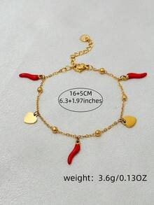 1pc Stainless Steel Star, Heart, Butterfly, Chili Charm Bracelet, Suitable For Women - Chili Bracelet - View 13