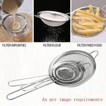 1/3/4 piezas Colador de malla fina de acero inoxidable con mango - Herramientas de cocina para tamizar y filtrar, juego de coladores de malla fina, herramientas y accesorios esenciales de cocina - Plateado - Ver 9