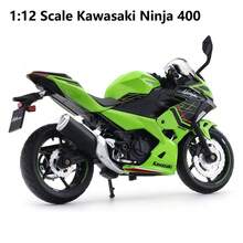 Burago Model Motor Die-Cast Paduan Aluminium Kawasaki Ninja 400 Skala 1:12 (Hijau/Merah), Dekorasi Meja Kreatif dengan Dudukan Pajangan, Hadiah - MultiWarna - View 7