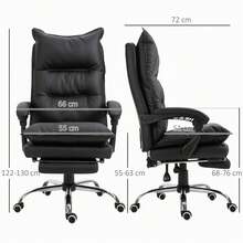 Vinsetto Office Chair Ergonomic Desk Chair With Armrests Black | Footrest, Height-Adjustable Swivel Chair In Faux Leather, Padded Computer Chair - Black - View 3