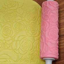 Blooming Rose Pattern Clay Relief Texture Roller – DIY Pottery Craft Rolling Pin Tool For Polymer Clay, Ceramic Art, Fondant, Cookie Dough, Soft Clay Embossing,Ideal For Romantic Tiles, Floral Projects, Beginners & Professionals - Blooming Rose Pink - View 4