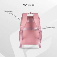 W WINGS Compact Cabin Backpack With 14" Laptop Pocket | Everyday City Bag With USB Port, A4 Space And Luggage Strap - Pink - View 5