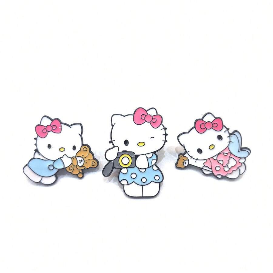 SANRIO 1件裝可愛卡通三麗鷗胸針,萬聖節與聖誕節金屬徽章,Hello Kitty胸針,甜美柔美貓咪合金包包配件針 - 彩色 - 查看 1