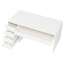 Desk 140x50 Cm With 5 Drawers, White/Oak Effect, Modern Computer Desk With Extra-Large Work Surface, Dressing Table With Storage, Desk For Remote Work, Bedroom And Office - 白色 - 查看 9
