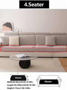 1pc Elastic Thickened Comfortable Fleece Sofa Cover, Non-Slip Full Coverage Sofa Seat Cover, All-Season Universal Sofa Cushion Cover, Fabric Thickened Sofa Cover Cloth, Machine Washable, Dust-Proof, Dirt-Resistant, Home Decor, Pet-Friendly Protective Cover, Light Gray Fresh Room Decoration, Adjustable Corner Sofa Cover Suitable For Bedroom, Office, Living Room Combination And L-Shaped Sofa Blanket And 1234 Seat Covers - Light Grey - View 16
