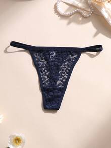 5件組女款性感蕾絲低腰丁字褲，舒適透氣T-Back內褲 - 彩色 - 查看 5