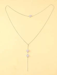 1pc New Gentle Style Floral Back Chain Body Chain, Elegant Exquisite Fashion Backless Dress Accessory For Bride Wedding - Silver - View 5
