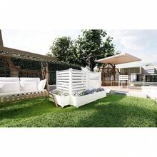 White Vinyl Privacy Fence Panel Screen With Planter Box Enclosure Decorative Fence Partition Conditioner Unit Trash Can Pool Equipment White Two Pack - Louvered - 2 Panels - With Plant Box - View 5