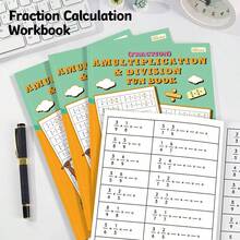 32 Pages Math Fraction Multiplication & Division Training, Basic Fraction Multiplication & Division Practice, Calculation Training - Multicolor - View 4