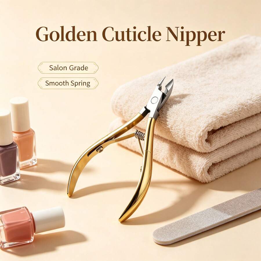 Conjunto de Ferramentas de Cuidados com as Unhas Estilo Japonês Dourado, Adequado para Mãos e Pés, Inclui Cortador de Unhas e Conjunto de Empurrador de Cutículas, Tesoura de Aço Inoxidável, Ferramenta Profissional para Aparar Cutículas, Essencial para Artistas de Unhas, Necessidade da Temporada de Volta às Aulas