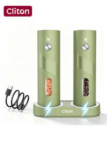 CLITON Premium Electric Salt Pepper Grinder, One‑Hand Auto Mill W/ LED Light & Lit Charging Base, Built‑In 300mAh Lithium Battery, 3 Options: Single Unit, 2‑Pack, Charging Base Gift Set, Kitchen Gadget, New Year & Kitchen Gift, Housewarming Holiday Present - Multicolor - View 12
