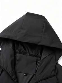 Women's Fashion Casual Autumn Hooded Drawstring Waist Cardigan Jacket - Black - View 6