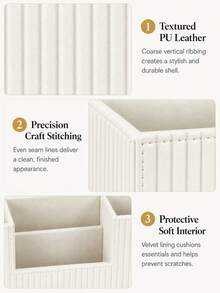 Cream-Style Vertical Striped Desktop Storage Box, Office Divided Pen Holder, Small Item Memo Remote Control Organizer - View 8