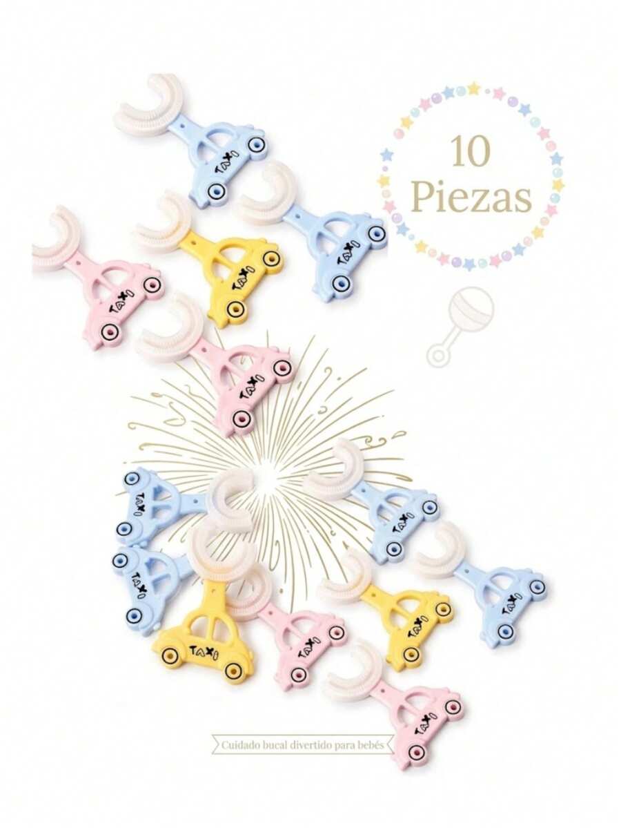 10 U-Shaped Silicone Toothbrushes - Multicolor - View 1