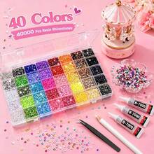 40 Colors Resin Jelly Rhinestones DIY, 28,000pcs With Glue, Tweezers, Drill Pen, Divided Storage Box, Spoon And Other Tools, Flat Back Rhinestones, Includes 3 Bottles Of B7000 DIY Glue, Suitable For Diamond Painting, Shoes, Phone Case Rhinestone DIY Handmade Inlay - Resin Diamonds - View 2