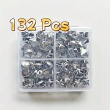 132/266Pcs Boxed Stainless Steel Claw Studs, Pointed Rivets, Suitable For Clothing, Leather Craft Punk Rock Fashion Belt Bag Shoes Bracelet Accessories (Mixed) - Silver - View 8