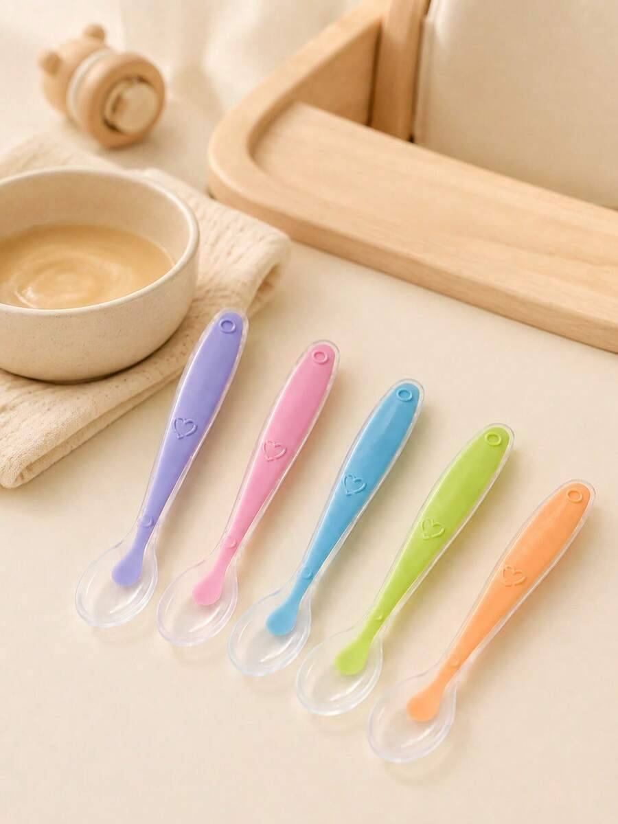 2 قطعة ملاعق تغذية سيليكون ناعمة الرأس للأطفال، ملاعق أرز وحبوب مهروسة للأطفال، أدوات تغذية الأطفال - أخضر - مشاهدة 1