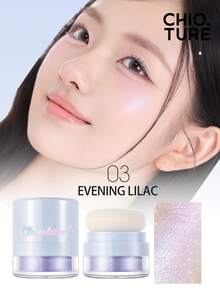 CHIOTURE Galaxy Shimmer Highlighter Powder, Diamond Glitter Highlight Powder, Intense Shimmer Pearlescent Finish, Multi-Use Brightener For Face, Inner Corners Of Eyes & Body, Fine Shimmer Contour Powder, Perfect For Beginners - 03 Evening Lilac - View 7