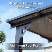 Eight By Five Feet Wall Mounted Gazebo Pergola Lean To Canopy Polycarbonate Panel Roof Sloped Awning Heavy Duty Aluminum Frame Shelter Backyard Porch Deck Patio Black - Black - View 3