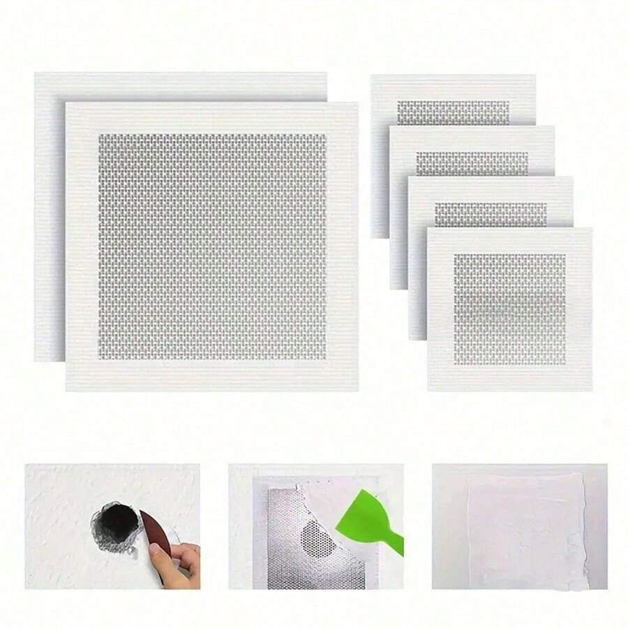 5pcs Drywall Repair Aluminum Alloy Wall Patch, Fiber Mesh Covered Galvanized Sheet, Metal Patch With Extended Self-Adhesive Mesh For Drywall Hole Repair - A - View 1