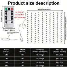 Classic Indoor 300 LED Curtain String Lights With Remote Control, 9.8ft X 9.8ft USB Powered Fairy Lights For Bedroom Window Christmas Decoration, Plastic, Holiday-Slogans Theme With IR Sensor Function, Multiple Modes - No Battery Included - USB Curtain Lights - View 2