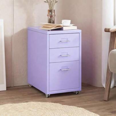 Archivador móvil de oficina con 3 cajones y ruedas, archivador vertical de metal con ruedas, gabinete de almacenamiento resistente con 3 cajones, soporte para impresora para el hogar