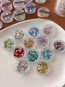 40pcs Flat Back Rhinestones Nail Art Decor, Sparkling K9 Mixed Heart, Water Drop, Irregular Shaped Rhinestones Nail Decoration, Glitter Nail Art Accessories - Multicolor - View 3