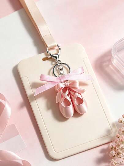 Bow Metal Ring Keychain Handmade Ballet Shoe Bag Charm, Ballet Style Mini Satin Keychain With Pink Bow, Couple Pendant, Cute Bag Charm And Wallet Accessory, Suitable For Handbags, Backpacks And Keys. Perfect For Ballet Lovers, Dancers And Anyone Who Loves Soft Pink, Feminine Style. School, Travel And Party Souvenir, Teacher's Day Gift, Birthday Gift, Holiday Gift, Back To School Gift