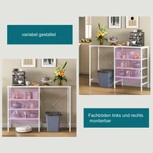 Multifunctional Storage Table, Freely Combinable Organizer Table With White Metal Frame & White Top, Flexible To Assemble For Kitchen, Living Room, Basement & Garage, 120x40x85.5cm, 120 X 40 X 85.5 Cm - White - View 5