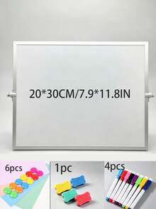 12pcs Aluminum Alloy Frame Desktop Whiteboard Set (Includes 4 Whiteboard Markers + 6 Magnetic Clips + 1 Eraser, Whiteboard Marker Colors Random) - Double-Sided Memo Board With Stand, Suitable For Office, Home And School Portable Use. - Desktop Whiteboard Set - View 9