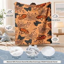 Autumn Harvest Throw Blanket, Watercolor Pumpkin Sunflower Maple Leaf Wheat Berry Pattern Flannel Blanket, Super Soft Lightweight Decorative Plush Blanket, Suitable For Sofa, Armchair And Bed, Thanksgiving And All Year Round, Create Cozy Home Atmosphere - Multicolor - View 3